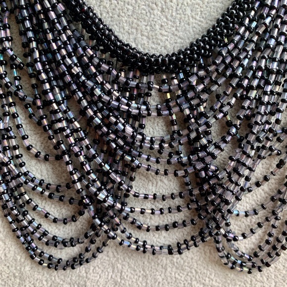 🕷 Amazing Black Seed Bead Spider Web Necklace - Gothic Web Necklace NWOT - Picture 6 of 7